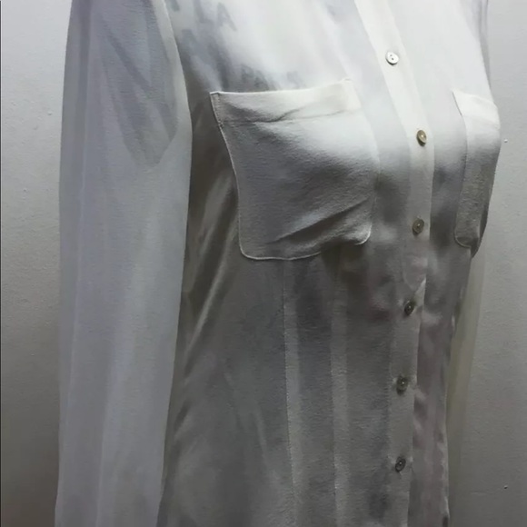 Hugo Boss Orange Women Long Sleeve Blouse Cream Distress Collar Light Sillouette - Picture 11 of 12